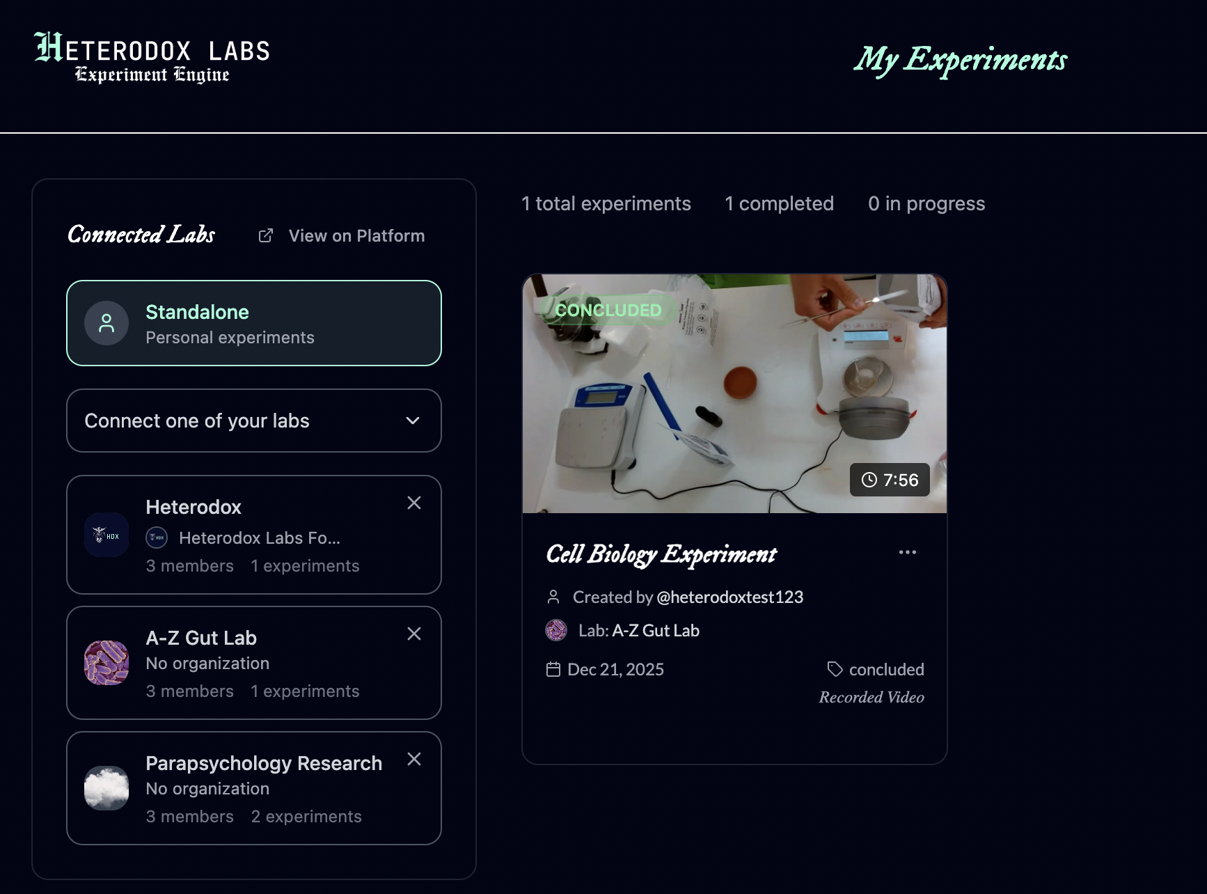 Experiment Engine Mockup 1